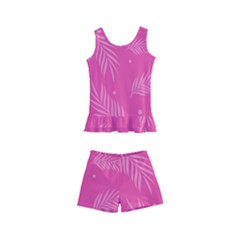 Abstract Summer Pink Pattern Kids  Boyleg Swimsuit