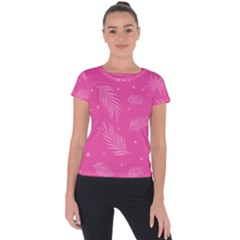 Abstract Summer Pink Pattern Short Sleeve Sports Top 