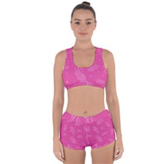 Abstract Summer Pink Pattern Racerback Boyleg Bikini Set