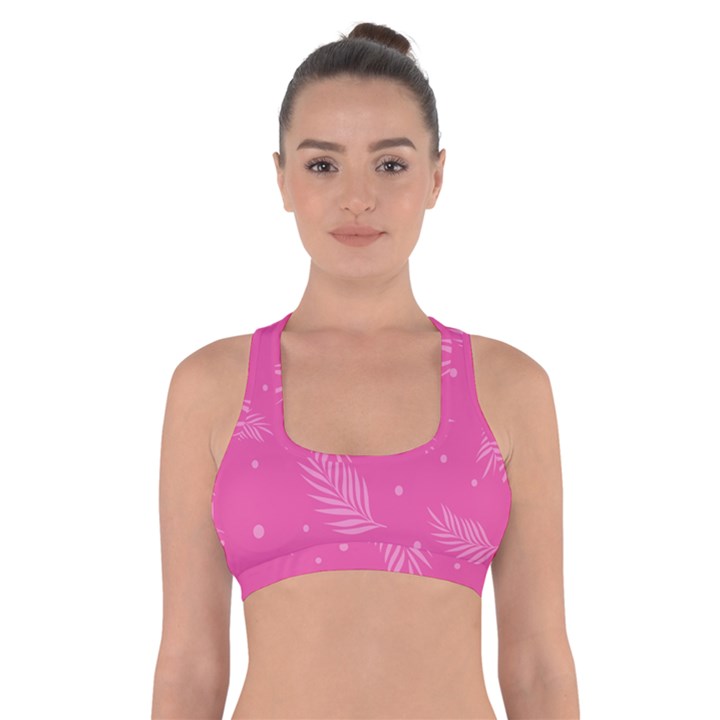 Abstract Summer Pink Pattern Cross Back Sports Bra