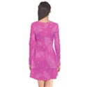 Abstract Summer Pink Pattern Long Sleeve V-neck Flare Dress View2