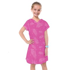 Abstract Summer Pink Pattern Kids  Drop Waist Dress