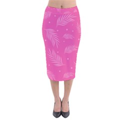 Abstract Summer Pink Pattern Velvet Midi Pencil Skirt