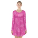 Abstract Summer Pink Pattern Long Sleeve Velvet V-neck Dress View1