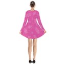 Abstract Summer Pink Pattern Long Sleeve Velvet V-neck Dress View2