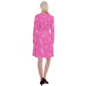 Abstract Summer Pink Pattern Long Sleeve Velvet Front Wrap Dress View2