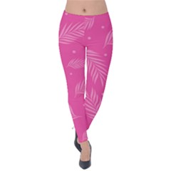 Abstract Summer Pink Pattern Velvet Leggings