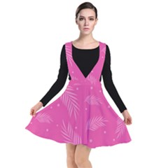 Abstract Summer Pink Pattern Plunge Pinafore Dress