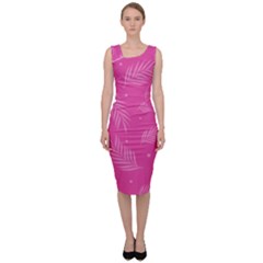 Abstract Summer Pink Pattern Sleeveless Pencil Dress