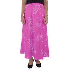 Abstract Summer Pink Pattern Flared Maxi Skirt