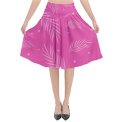 Abstract Summer Pink Pattern Flared Midi Skirt