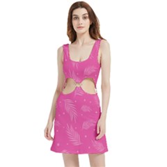 Abstract Summer Pink Pattern Velvet Cutout Dress