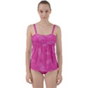 Abstract Summer Pink Pattern Twist Front Tankini Set View1