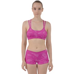 Abstract Summer Pink Pattern Perfect Fit Gym Set