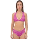 Abstract Summer Pink Pattern Double Strap Halter Bikini Set View1