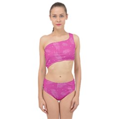 Abstract Summer Pink Pattern Spliced Up Two Piece Swimsuit