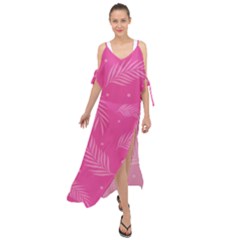 Abstract Summer Pink Pattern Maxi Chiffon Cover Up Dress