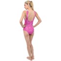 Abstract Summer Pink Pattern Cross Front Low Back Swimsuit View2