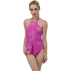 Abstract Summer Pink Pattern Go with the Flow One Piece Swimsuit