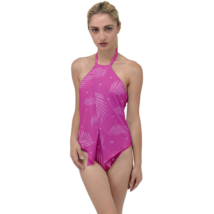 Abstract Summer Pink Pattern Go with the Flow One Piece Swimsuit