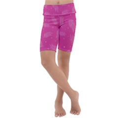 Abstract Summer Pink Pattern Kids  Lightweight Velour Cropped Yoga Leggings