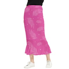 Abstract Summer Pink Pattern Maxi Fishtail Chiffon Skirt