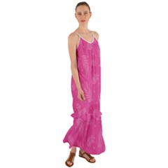 Abstract Summer Pink Pattern Cami Maxi Ruffle Chiffon Dress