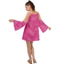 Abstract Summer Pink Pattern Kimono Sleeves Boho Dress View2