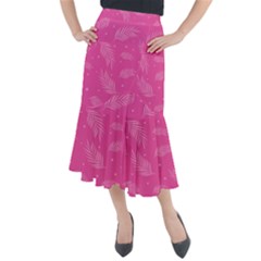 Abstract Summer Pink Pattern Midi Mermaid Skirt