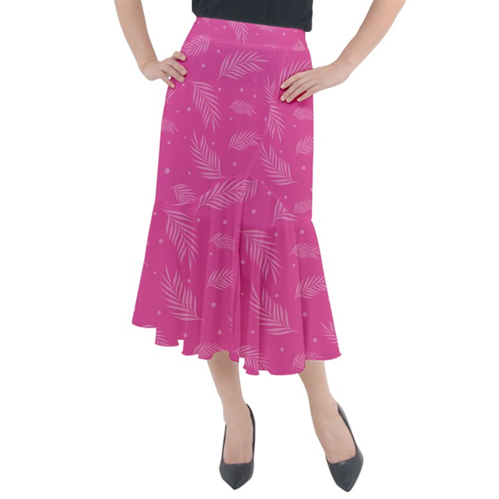 Abstract Summer Pink Pattern Midi Mermaid Skirt