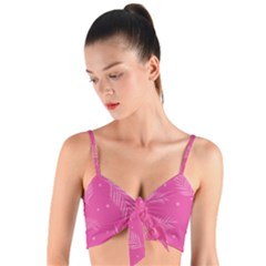 Abstract Summer Pink Pattern Woven Tie Front Bralet