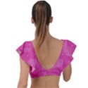 Abstract Summer Pink Pattern Plunge Frill Sleeve Bikini Top View2