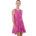 Abstract Summer Pink Pattern Frill Swing Dress View1