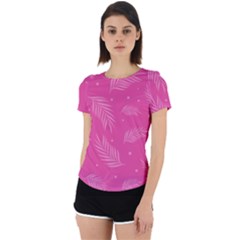 Abstract Summer Pink Pattern Back Cut Out Sport Tee