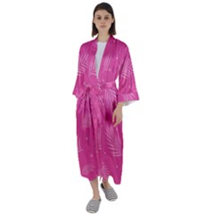 Abstract Summer Pink Pattern Maxi Satin Kimono