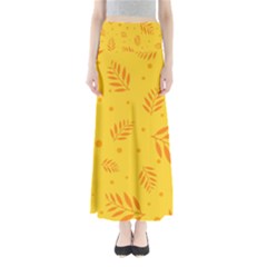 Abstract Yellow Floral Pattern Full Length Maxi Skirt by brightlightarts