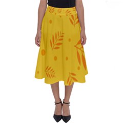 Abstract Yellow Floral Pattern Perfect Length Midi Skirt by brightlightarts