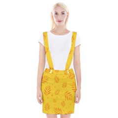 Abstract Yellow Floral Pattern Braces Suspender Skirt by brightlightarts