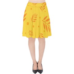 Abstract Yellow Floral Pattern Velvet High Waist Skirt by brightlightarts