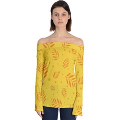 Abstract Yellow Floral Pattern Off Shoulder Long Sleeve Top by brightlightarts