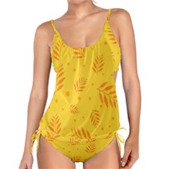 Abstract Yellow Floral Pattern Tankini Set by brightlightarts