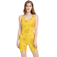 Abstract Yellow Floral Pattern Women s Wrestling Singlet by brightlightarts