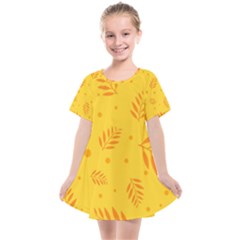 Abstract Yellow Floral Pattern Kids  Smock Dress by brightlightarts