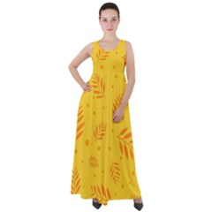 Abstract Yellow Floral Pattern Empire Waist Velour Maxi Dress by brightlightarts