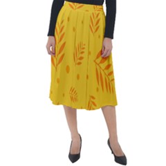 Abstract Yellow Floral Pattern Classic Velour Midi Skirt  by brightlightarts