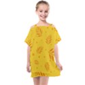 Abstract Yellow Floral Pattern Kids  One Piece Chiffon Dress View1