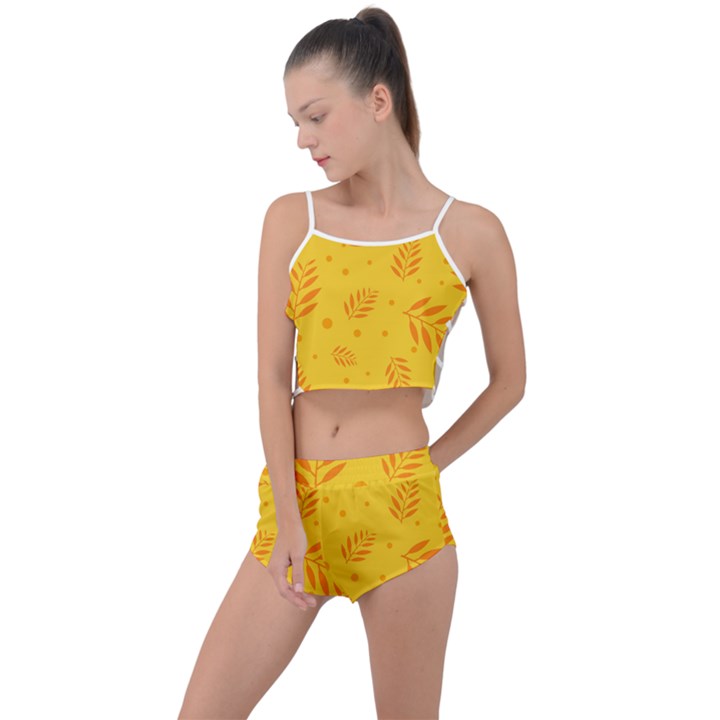 Abstract Yellow Floral Pattern Summer Cropped Co-Ord Set