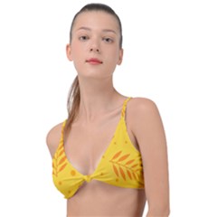 Abstract Yellow Floral Pattern Knot Up Bikini Top by brightlightarts