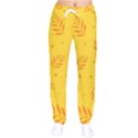 Abstract Yellow Floral Pattern Women velvet Drawstring Pants View1