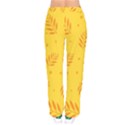 Abstract Yellow Floral Pattern Women velvet Drawstring Pants View2